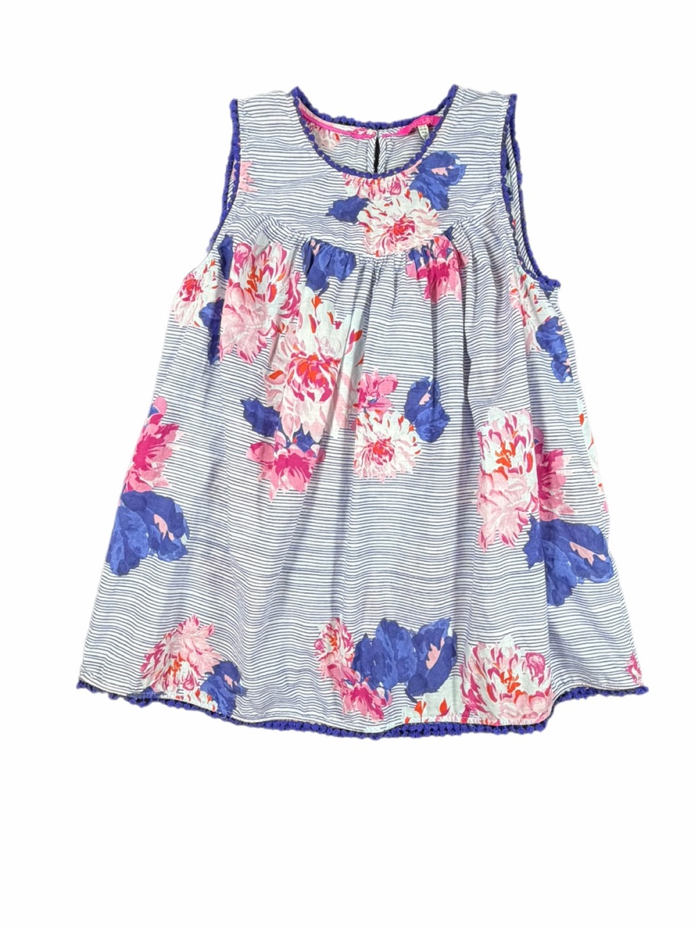 JOULES Girls Floral Stripe Semi Sheer Swim Cover Up - 6